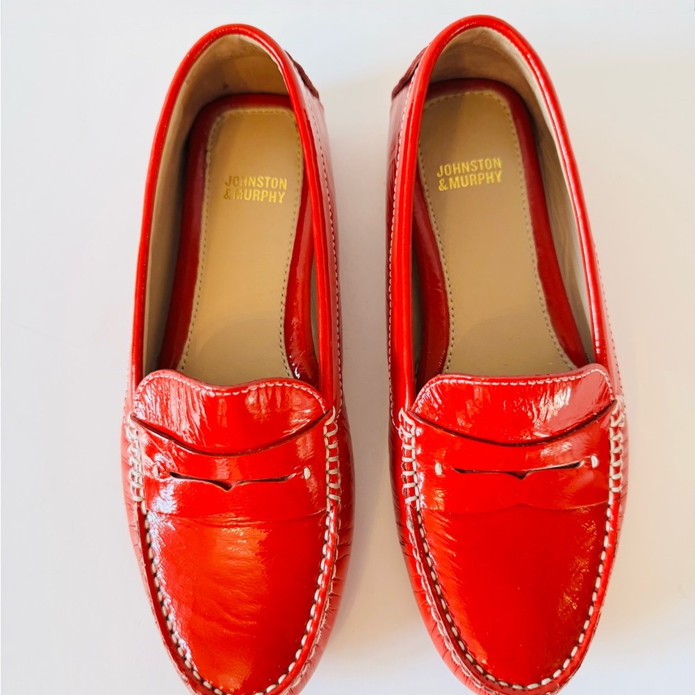 Johnston & Murphy Women’s Red Patent Leather Penny Loafers - Picture 3 of 11